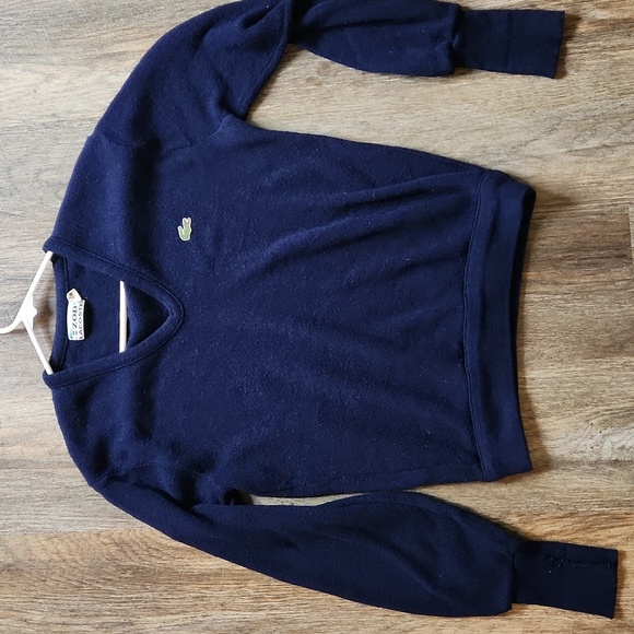 Lacoste Izod Vintage 80's Dark Blue V-Neck Pullover With Alligator Logo Size M - Picture 2 of 5